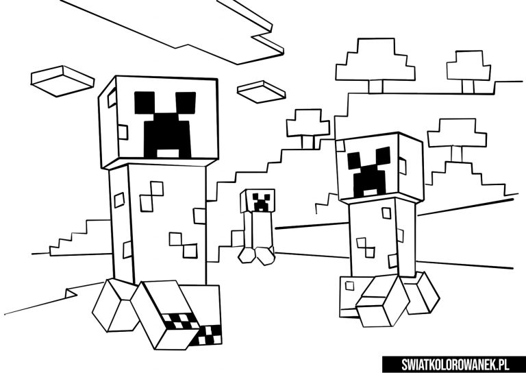 Minecraft kolorowanka. Minecraft creeper kolorowanki.