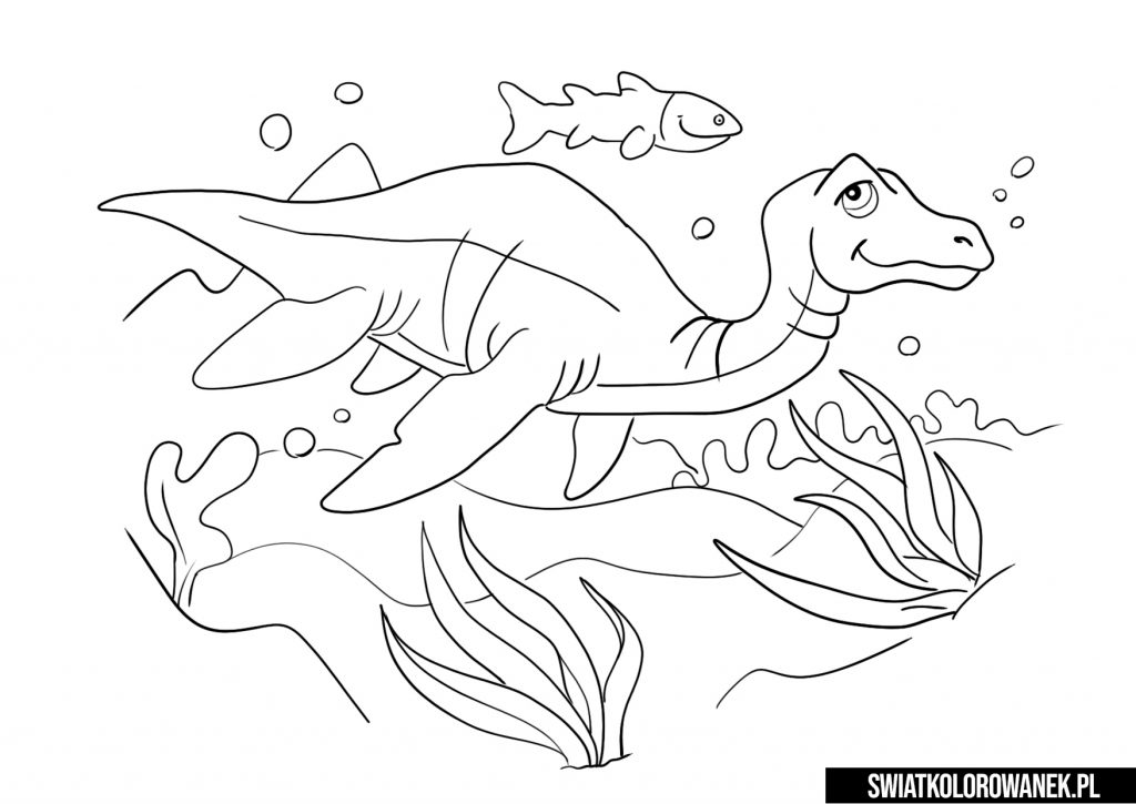 Kolorowanka z dinozaurami podwodnymi