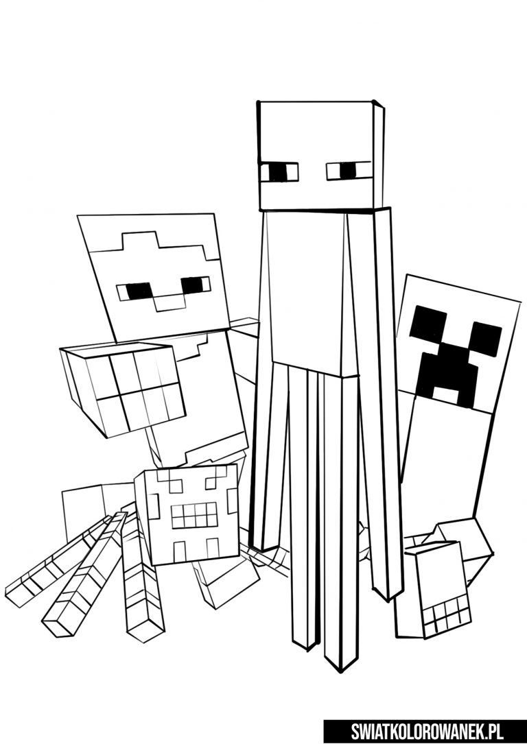 Minecraft kolorowanka. Moby kolorowanka Minecraft