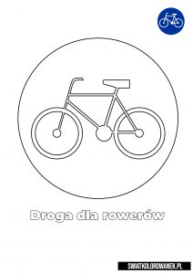 Droga dla rowerów znak drogowy - kolorowanka