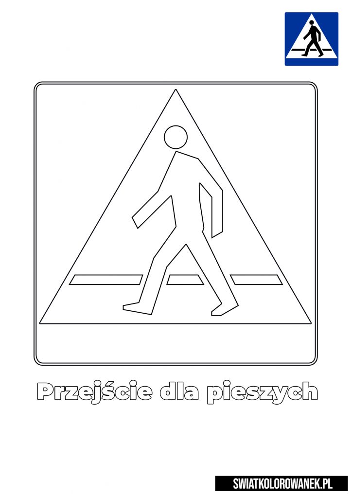 Znak przejscie dla pieszych - kolorowanka