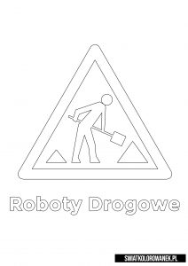 Kolorowanka znak drogowy - Uwaga Roboty Drogowe