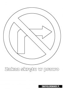 znak zakaz skrętu w prawo kolorowanka