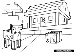 Minecraft Krowa i Dom Kolorowanki.