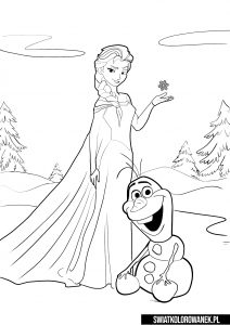 Elsa i Olaf kolorowanka dla dzieci.