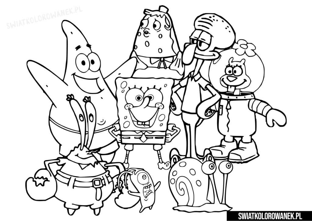 Kolorowanka Spongebob i przyjaciele bajka dla dzieci