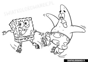 Spongebob na rolkach do pokolorowania.