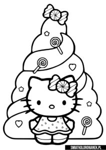 Hello Kitty choinka kolorowanka