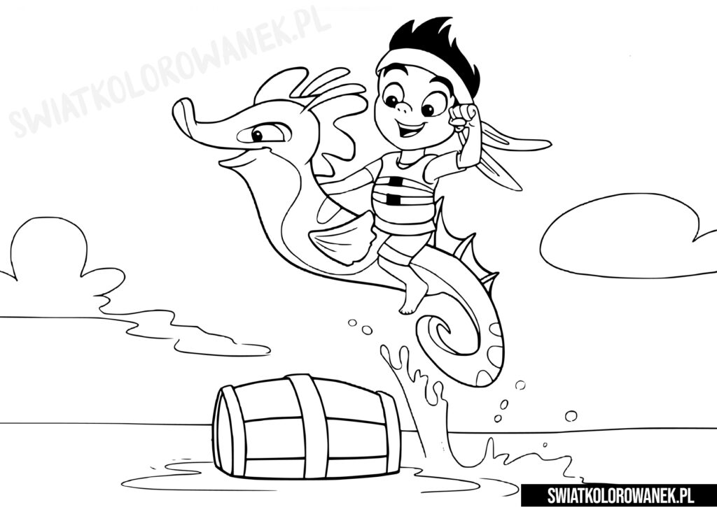 Jake skacze na koniku morskim kolorowanka