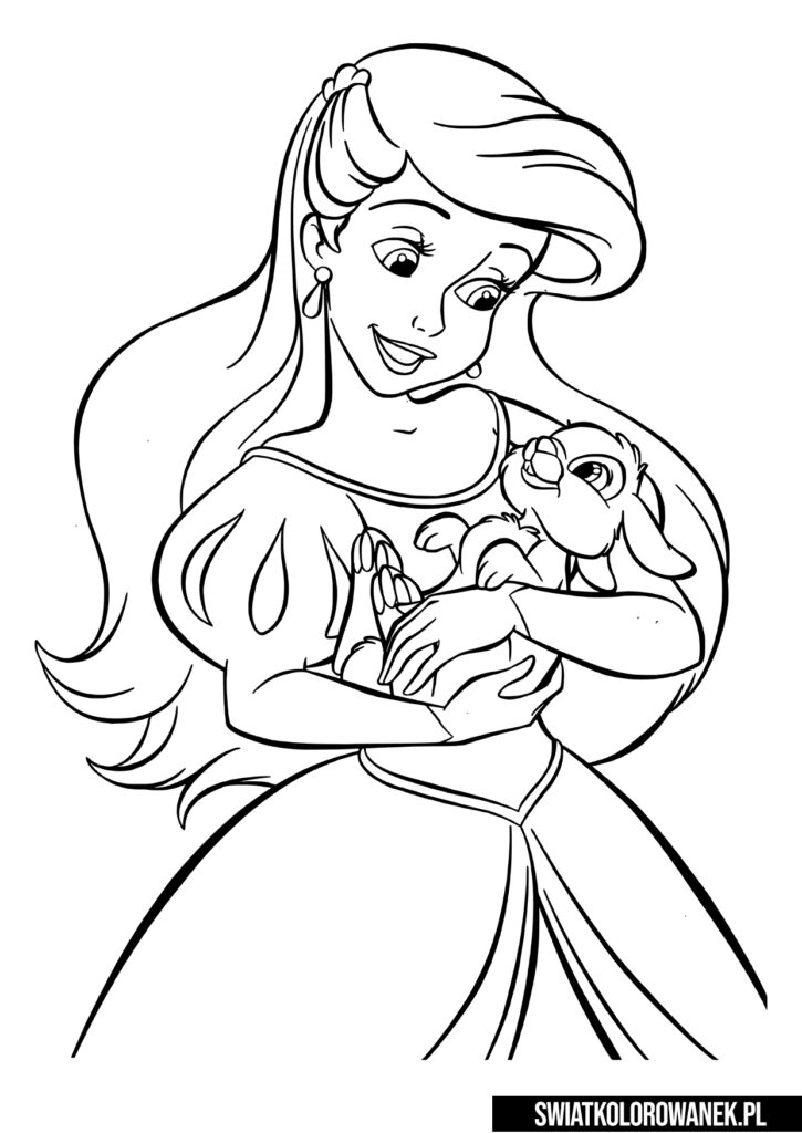 Księżniczka Arielka z króliczkiem Kolorowanka
