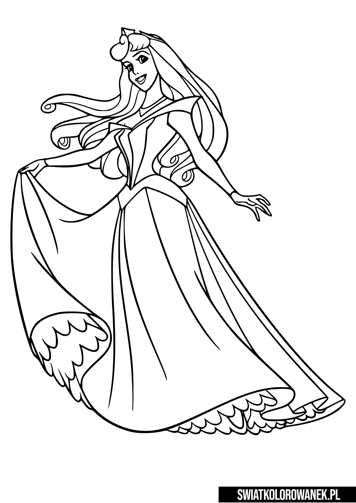 Księżniczka w pięknej sukni Kolorowanka - Darmowe kolorowanki do druku