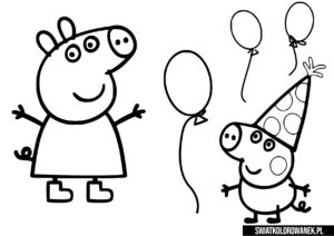 Świnka Peppa i George Impreza urodzinowa Kolorowanki