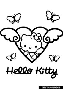 Kolorowanki Hello Kitty z motylkami.