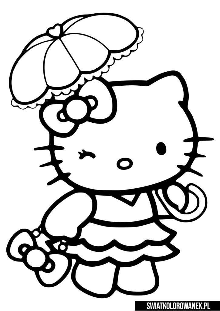 Kolorowanki Hello Kitty z parasolem