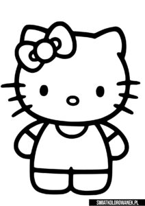 Kolorowanka Hello Kitty w dobrym humorku.