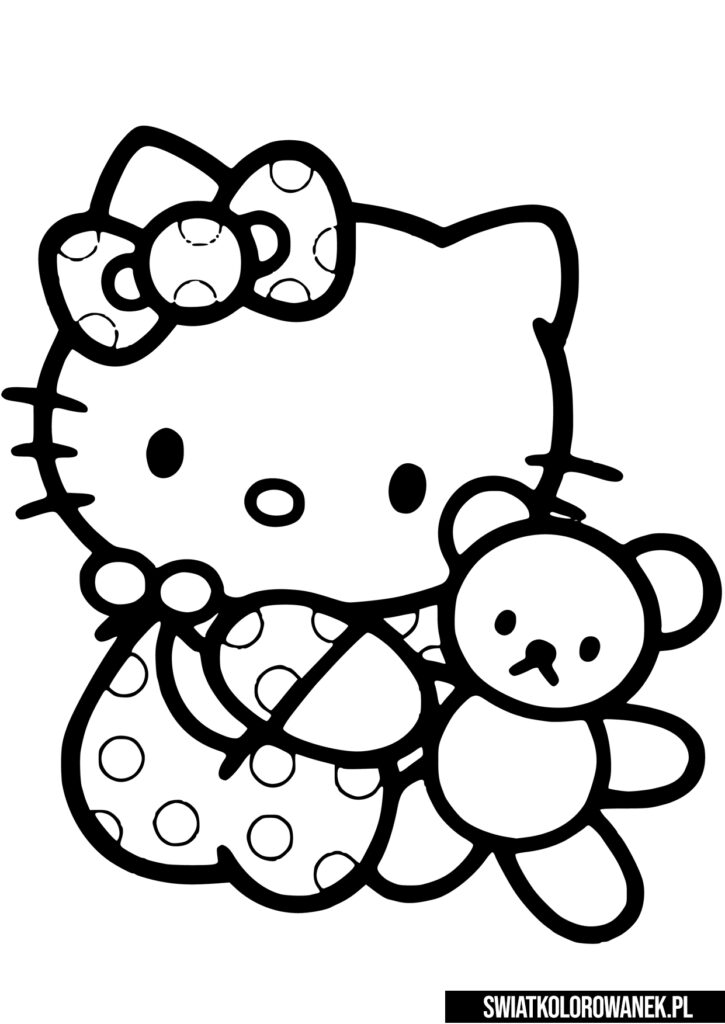 Hello Kitty kolorowanka z misiem