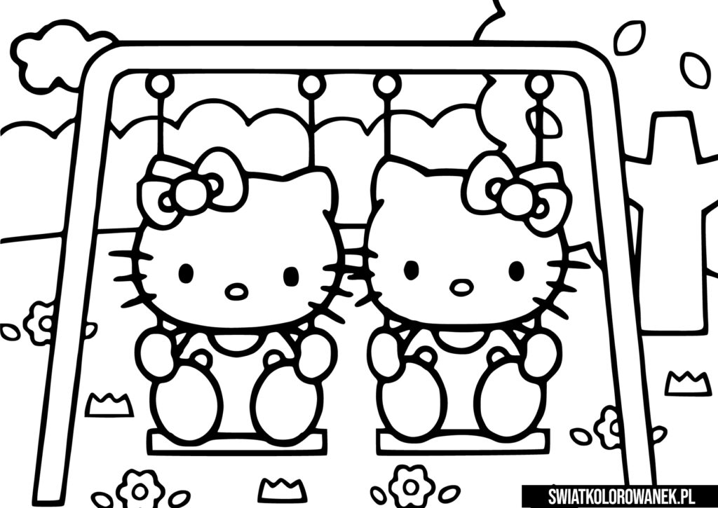 Kolorowanka Hello Kitty na huśtawce