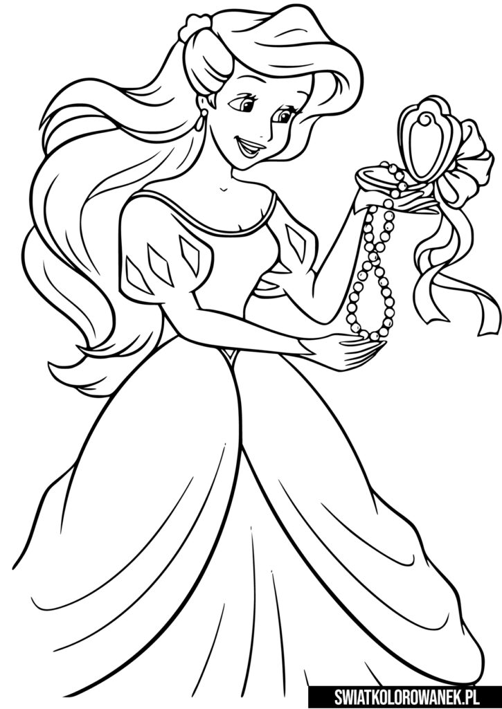księżniczka z perlami kolorowanka