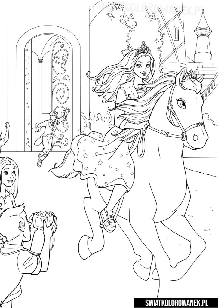 Barbie na koniu, kolorowanka dla dziewczynek