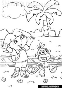Kolorowanka Dora mała podróżniczka 2. Kolorowanki Dora Poznaje świat dla dzieci.
