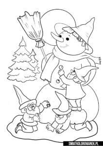 Elfy ubierają bałwanka świątecznego