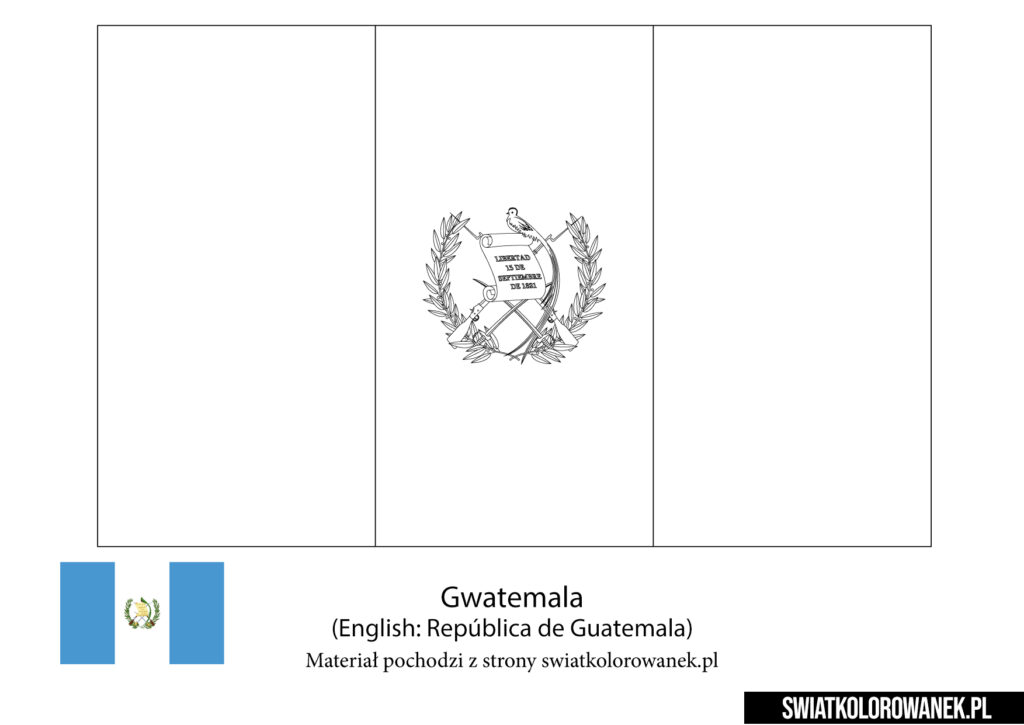 Kolorowanka Flaga GwatemKolorowanka Flaga Gwatemalaala