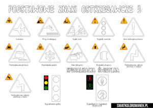 Kolorowanka podstawowe znaki ostrzegawcze 3. Kolorowanki znaki drogowe.