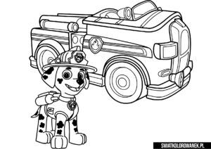 Marshall i jego wóz strażacki kolorowanka