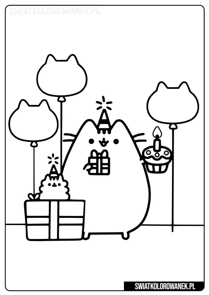 Pusheen urodzinki Kolorowanki Pusheen