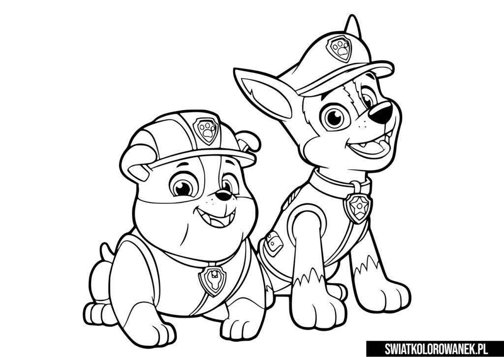 Kolorowanki Psi Patrol. Rubble i Chase Psi Patrol do pokolorowania