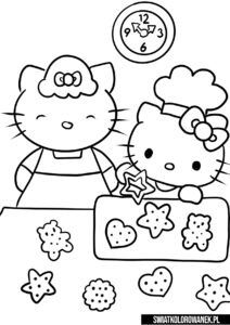 Święta u Hello Kitty pieczenie ciasteczek kolorowanki świąteczne