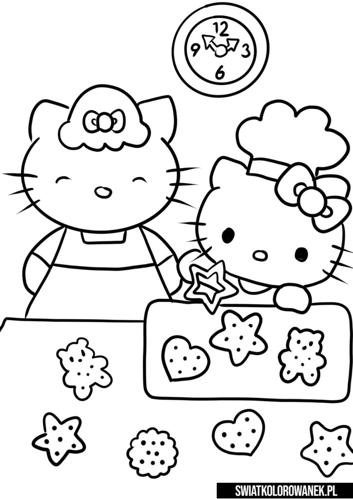 Święta u Hello Kitty pieczenie ciasteczek kolorowanki świąteczne