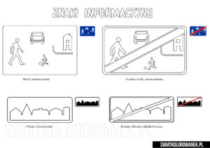 Znaki informacyjne kolorowanki dla dzieci