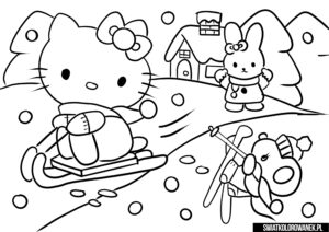 Hello Kitty zimowe zabawy kolorowanka