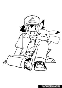 Kolorowanki Pokemon Ash i Pikachu
