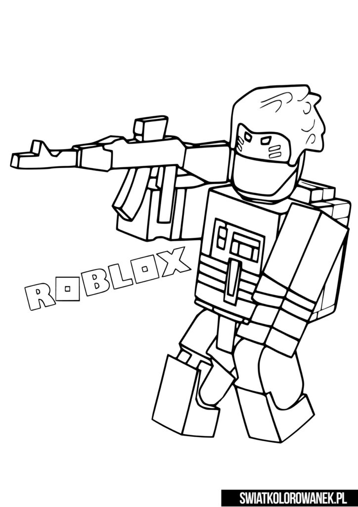 Roblox kolorowanka dla chłopców. Żołnierz, Roblox Soldier.