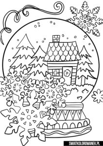 Śnieżna kula - kolorowanka zima dla dzieci