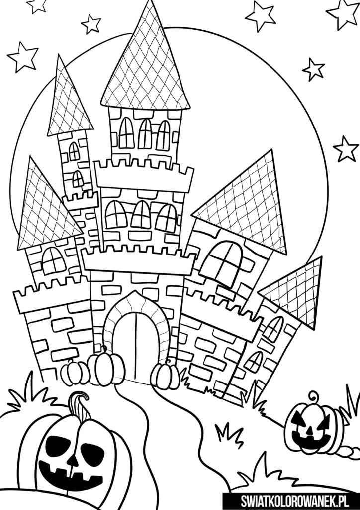 Upiorny zamek kolorowanka na halloween