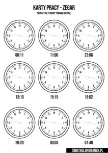 Karty Pracy - Zegar zaznacz godziny 2