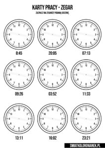 Karty Pracy - Zegar zaznacz godziny