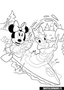 Daisy i Myszka Minnie na kajakach malowanka dla dzieci