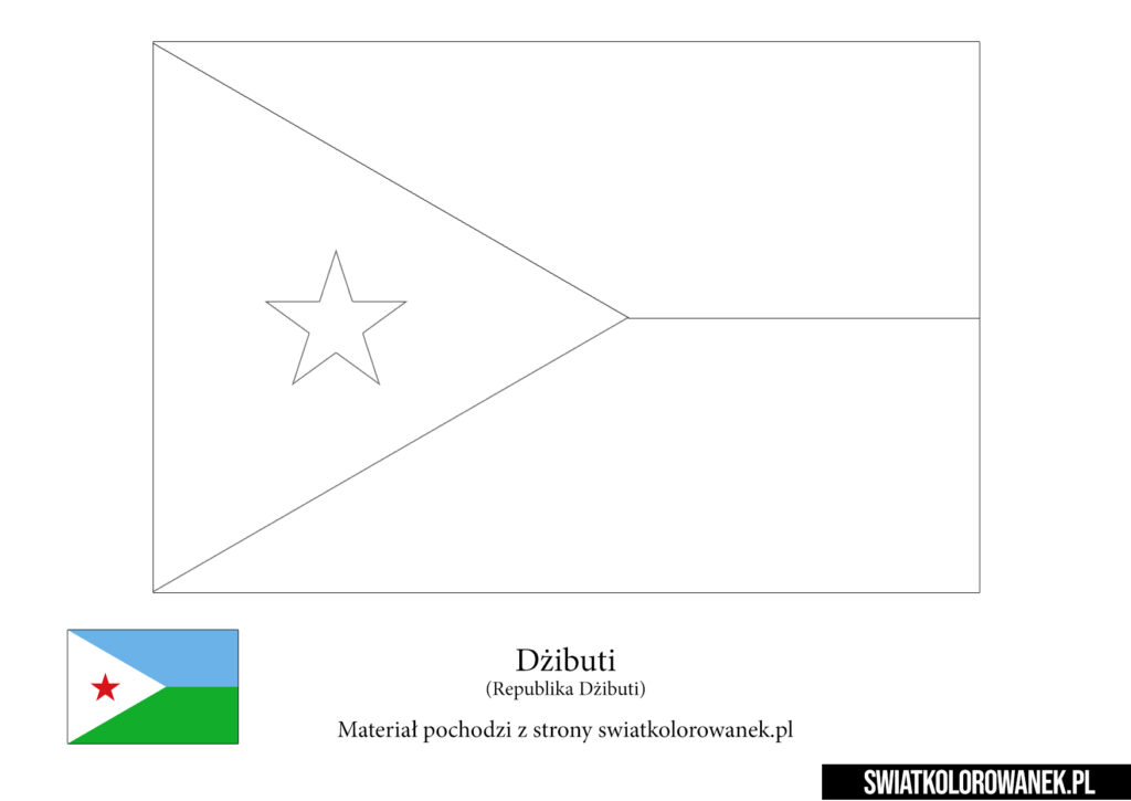 Kolorowanka Flaga Dżibuti do druku