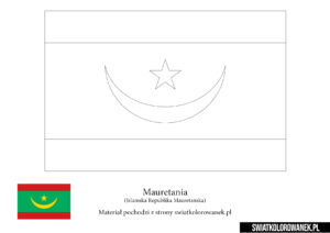 Kolorowanka Flaga Mauretanii do druku