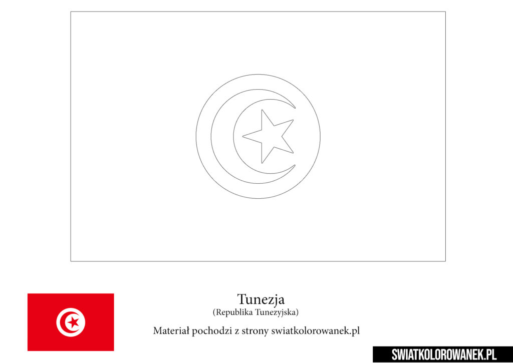 Malowanka Flaga Tunezja do druku