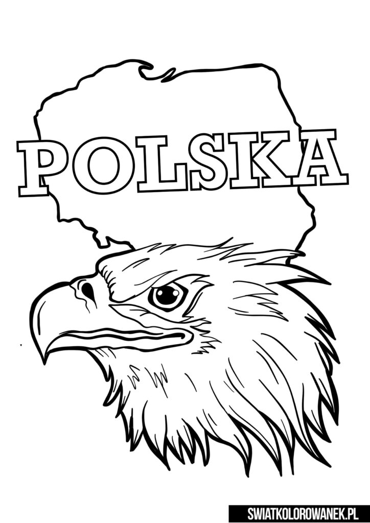 Kolorowanka Polska Orzeł. Kolorowanki symbole narodowe.