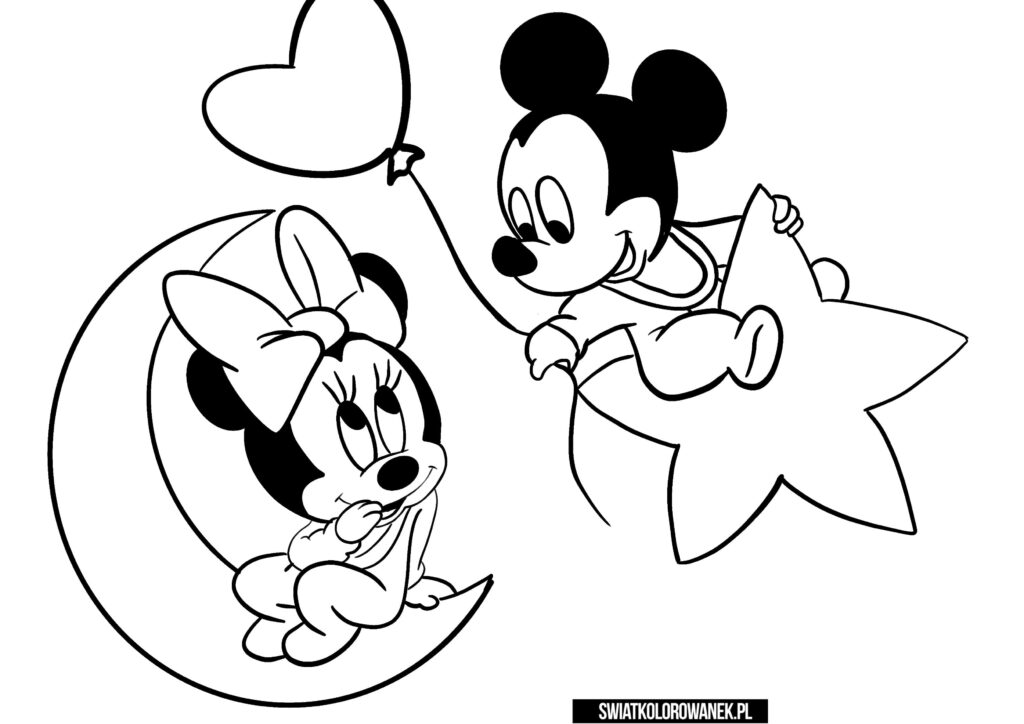 Mała Minnie i Mickey Kolorowanka do wydrukowania.