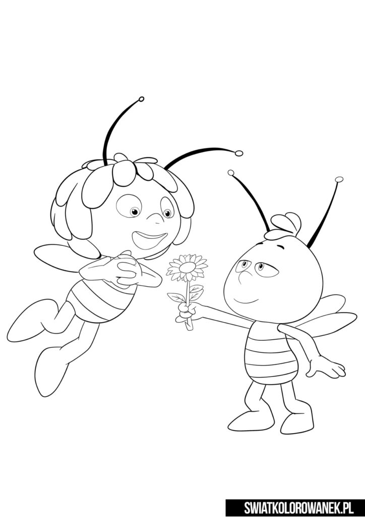 Malowanka dla dzieci Pszczółka Maja i Gucio