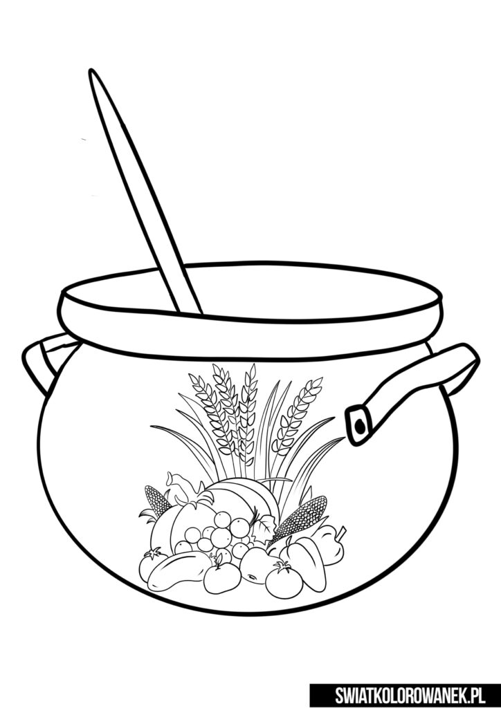 Malowanki waza z zupą do pokolorowania