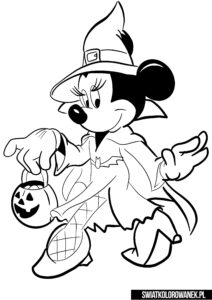 Myszka Minnie Halloween. Kolorowanki Halloween.