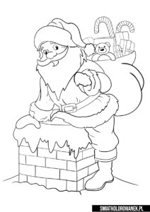 Święty Mikołaj z workiem prezentów kolorowanki